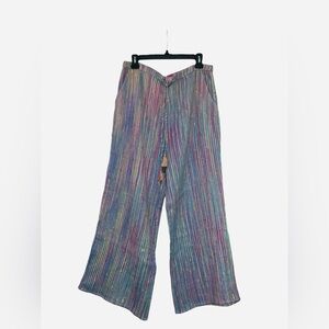 Revolve - Majorelle Theo Pants High Waisted Wide Leg Rainbow Stripe Size L